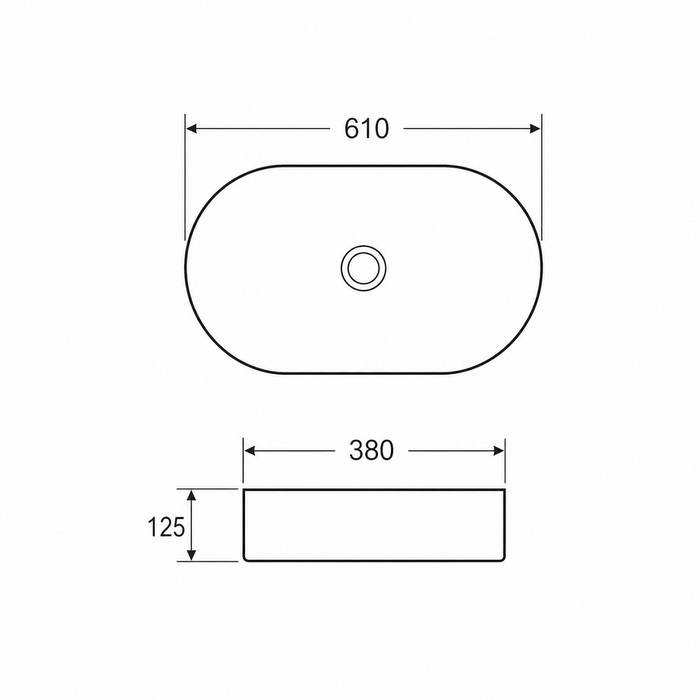 610mm Oval Matte White Above Counter Basin