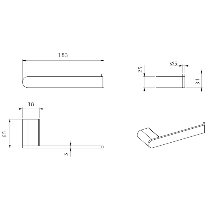 Beki / Lantra Matte Black Toilet Paper Holder