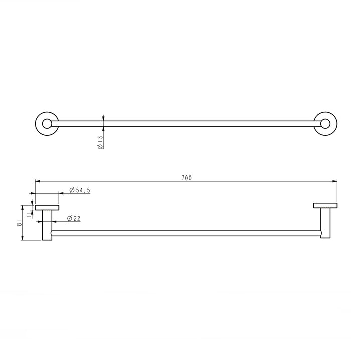 Classic Chrome 750mm Single Towel Rail
