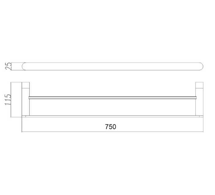 Classic Matte Black 750mm Double Towel Holder