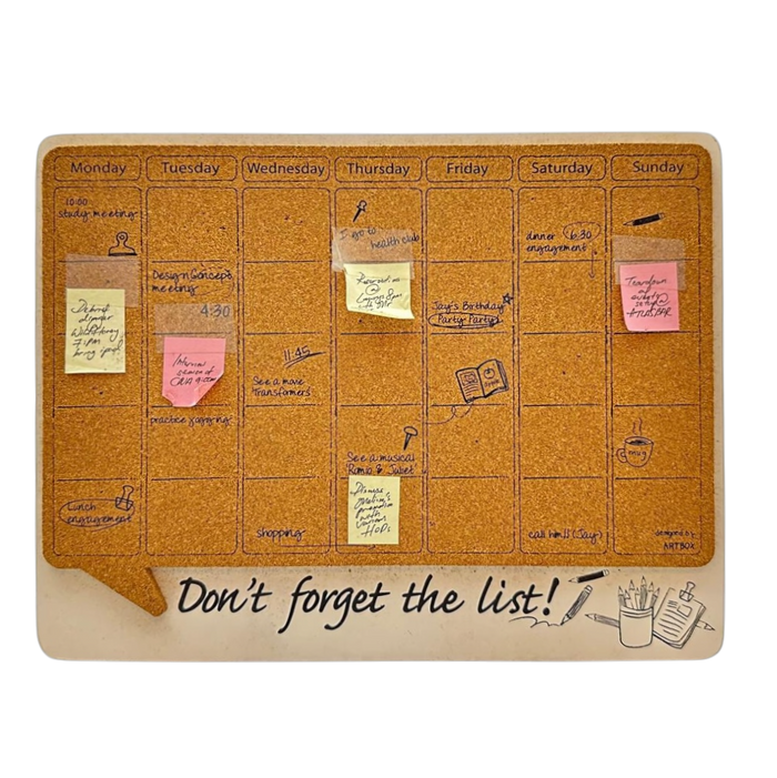 Cork calendar board