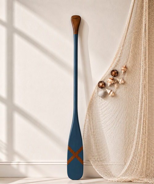Bahr Crossed Anchors paddle with wooden handle and engraved anchor design, ideal for kayaking or canoeing.