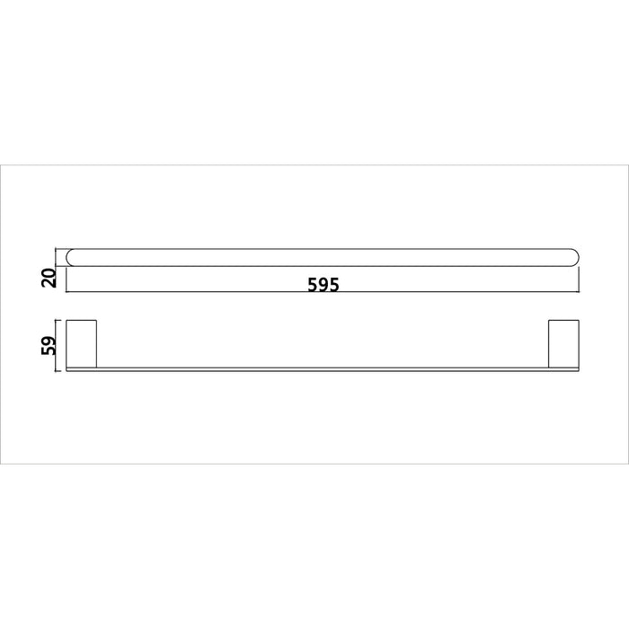 Glamour Matte Black 600mm Single Towel Rail - Acqua Bathrooms