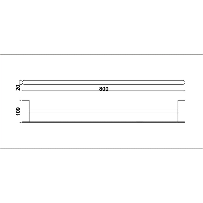 Glamour Matte Black 800mm Double Towel Rail - Acqua Bathrooms