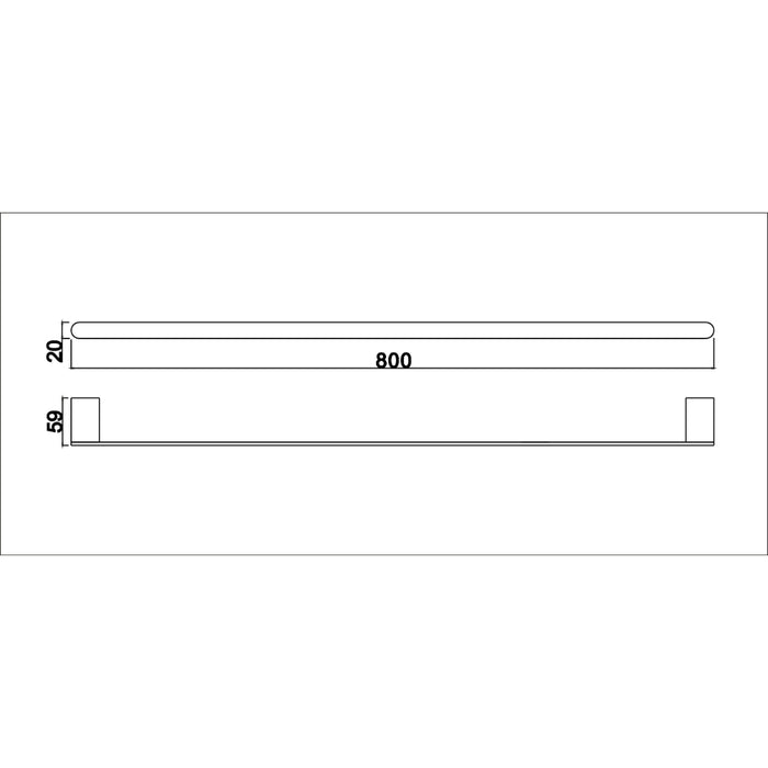 Glamour Matte Black 800mm Single Towel Rail - Acqua Bathrooms