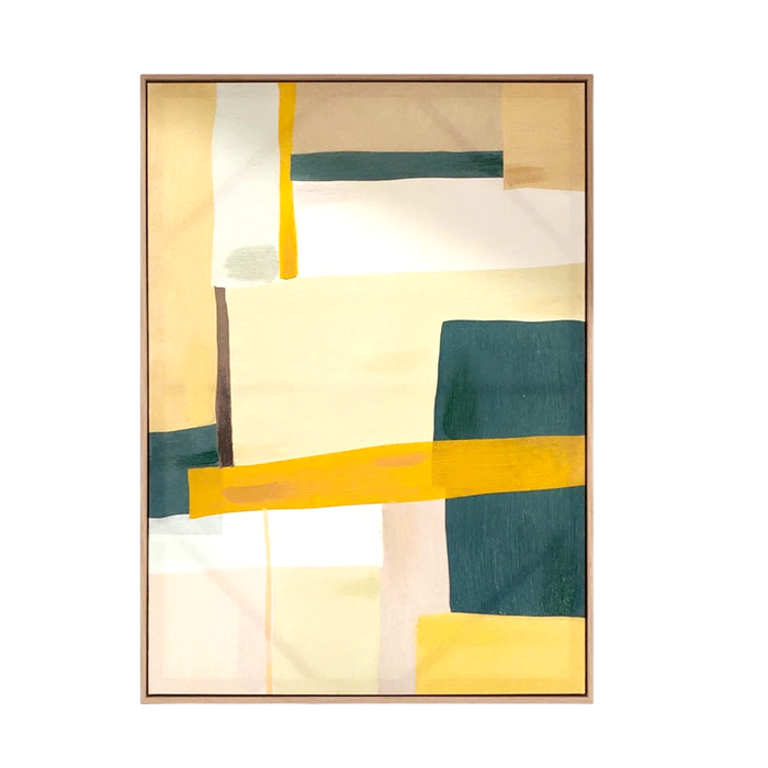 Green and yellow colour block on canvas