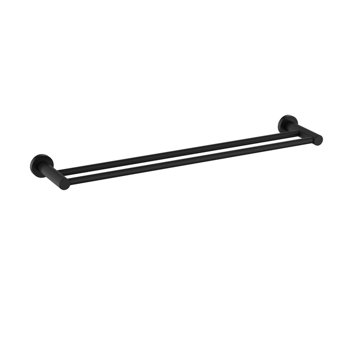 Linie Fluted Matt Black Double Towel Rail 600 mm – 9901-600MB
