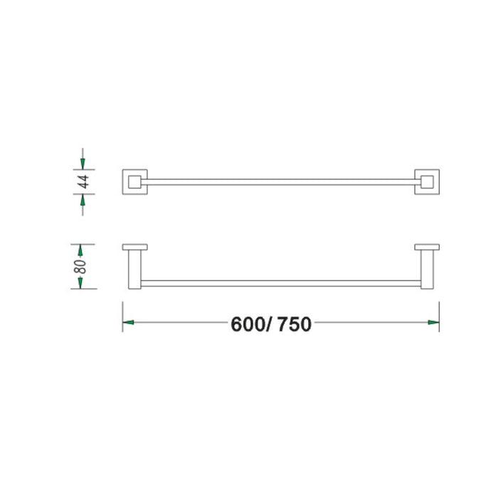 Luxury Chrome 600mm Single Towel Holder - Acqua Bathrooms