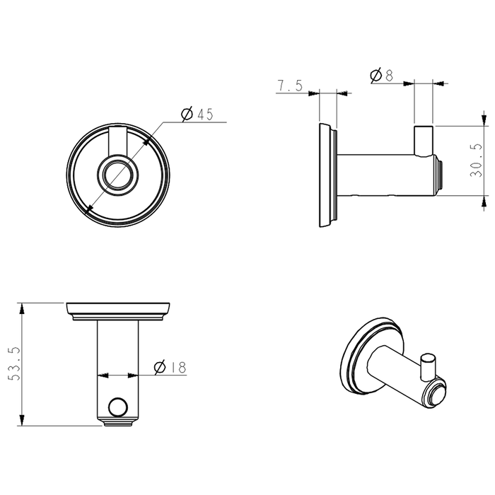Mica Brushed Nickel Heritage Robe Hook