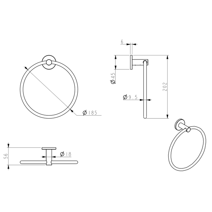 Mica Chrome Hand Towel Ring