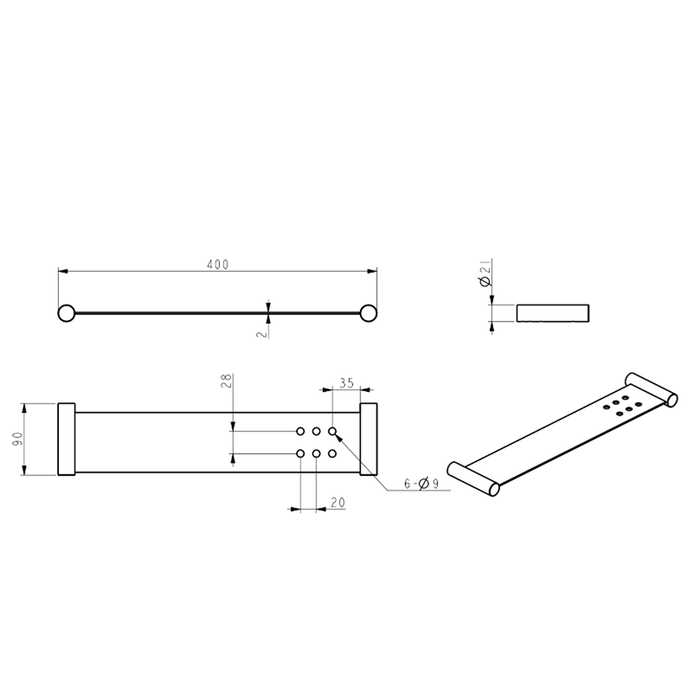 Mica Matte Black Stainless Shelf - 400mm