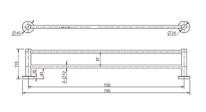 Mirage Antique Brass 750mm Double Towel Rail