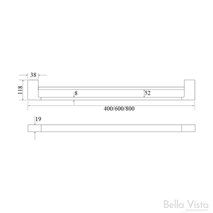 Tiago Matte Black Double Towel Rail - 600mm