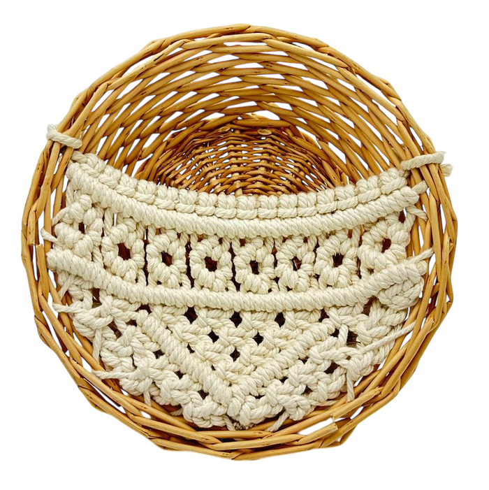 White crochet basket