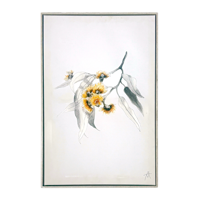 White leaf and yellow flower frame
